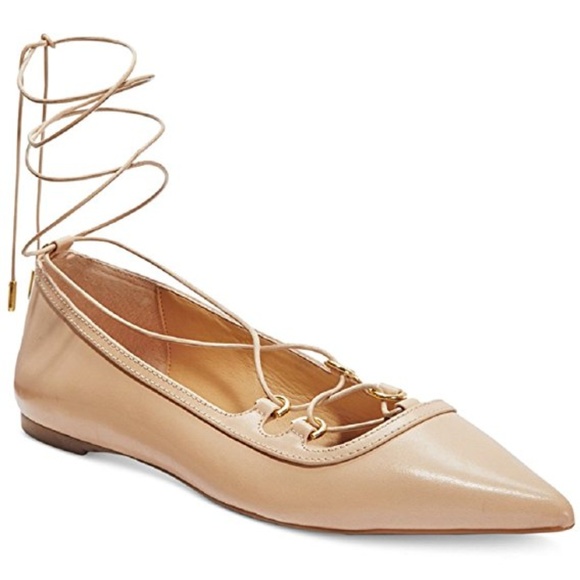 NEW Michael Kors Tabby Nude Leather Ballet Flats - Picture 1 of 3